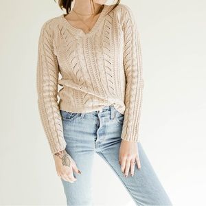 ann taylor cream cable knit sweater